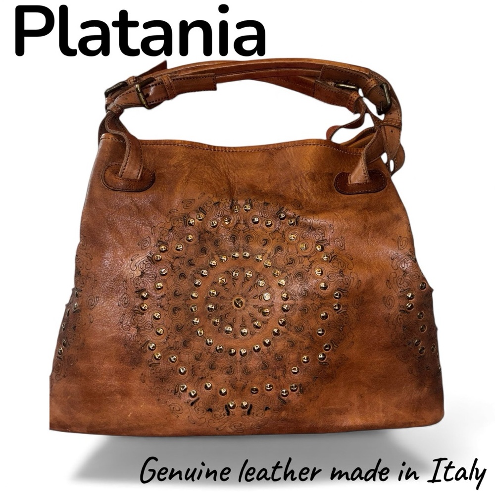 Platania laser cute genuine Leather Brown shoulder bag